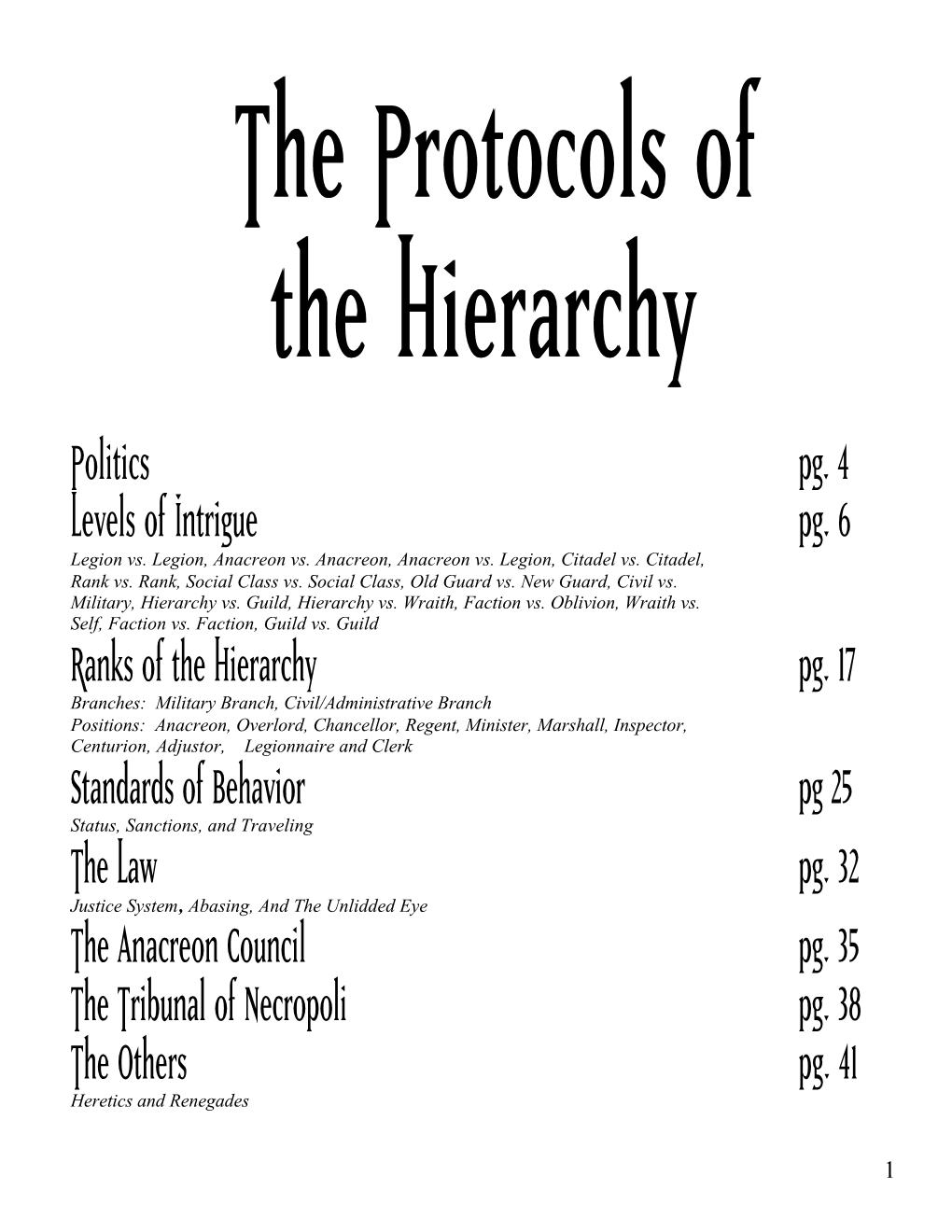 The Protocols of the Hierarchy