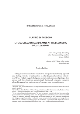 Playing by the Book Literature and Board