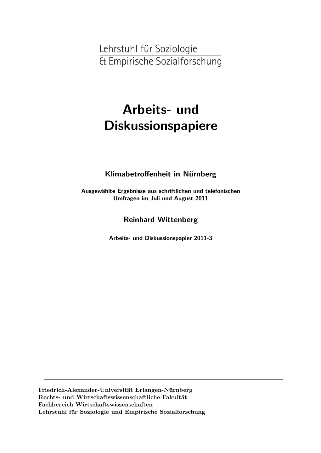 Arbeits- Und Diskussionspapiere