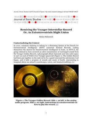Remixing the Voyager Interstellar Record Or, As Extraterrestrials Might Listen