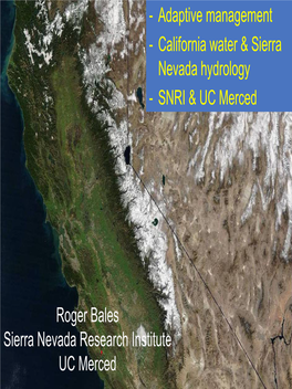 California Water & Sierra Nevada Hydrology
