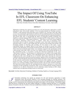 The Impact of Using Youtube in EFL Classroom on Enhancing