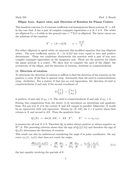 Ellipse Axes, Eccentricity, and Direction of Rotation