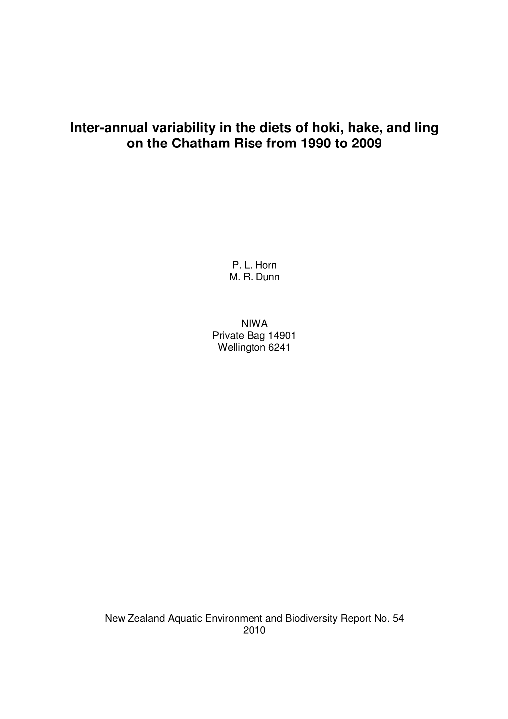 Inter-Annual Variability in the Diets of Hoki, Hake, and Ling on the Chatham Rise from 1990 to 2009