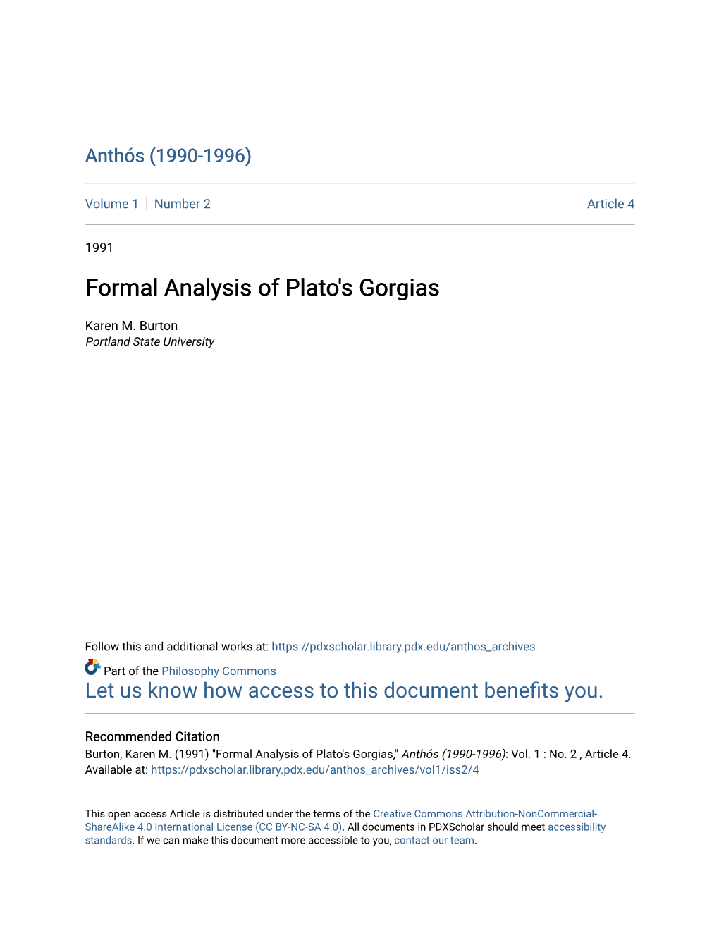 Formal Analysis of Plato's Gorgias