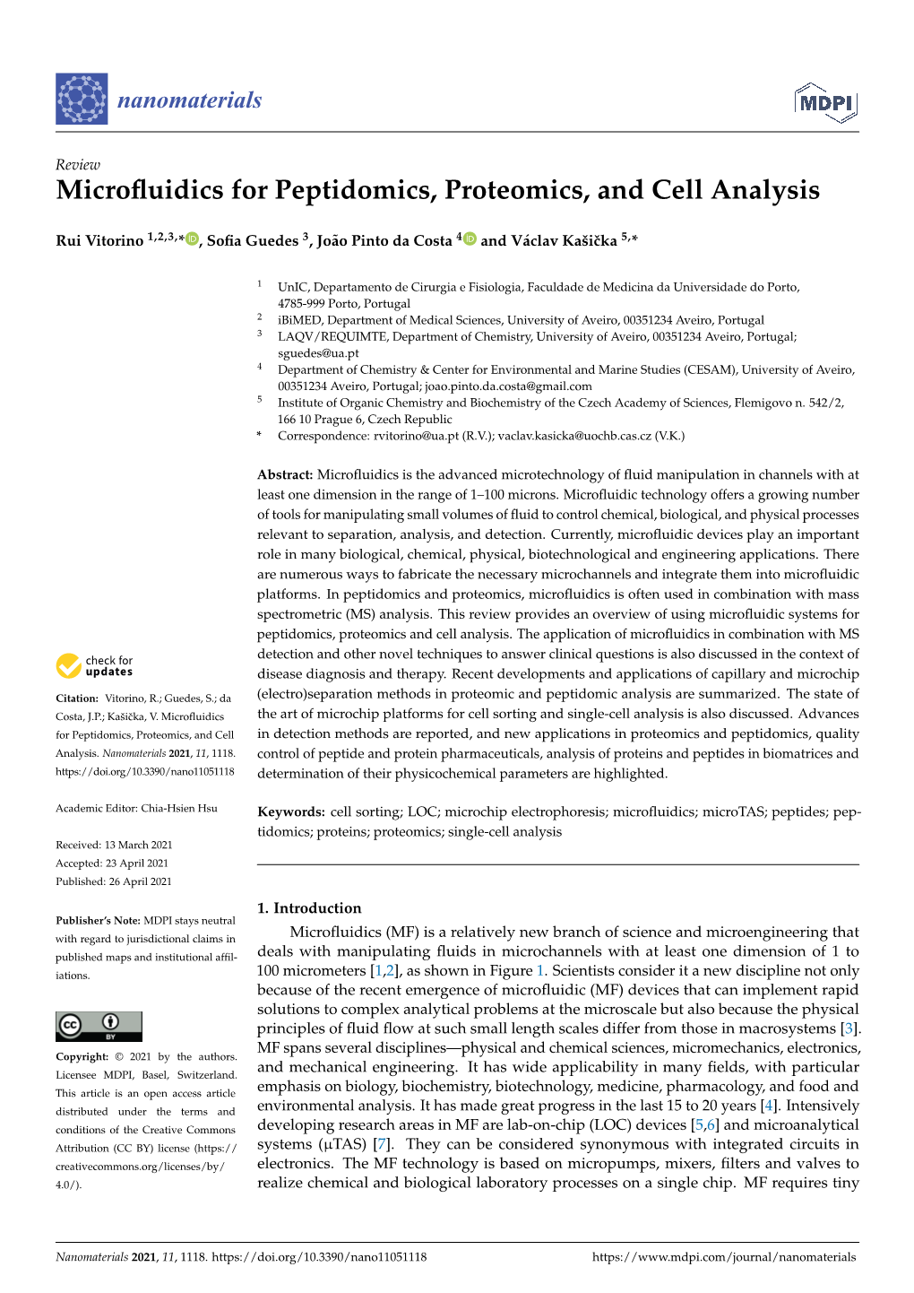 Microfluidics for Peptidomics, Proteomics, and Cell Analysis