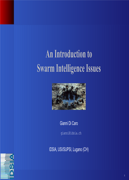 An Introduction to Swarm Intelligence Issues