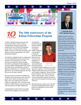 The 10Th Anniversary of the Killam Fellowships