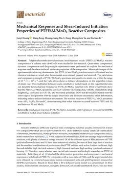 Mechanical Response and Shear-Induced Initiation Properties of PTFE/Al/Moo3 Reactive Composites