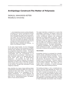 Archipelago Construct:The Matter of Polynesia