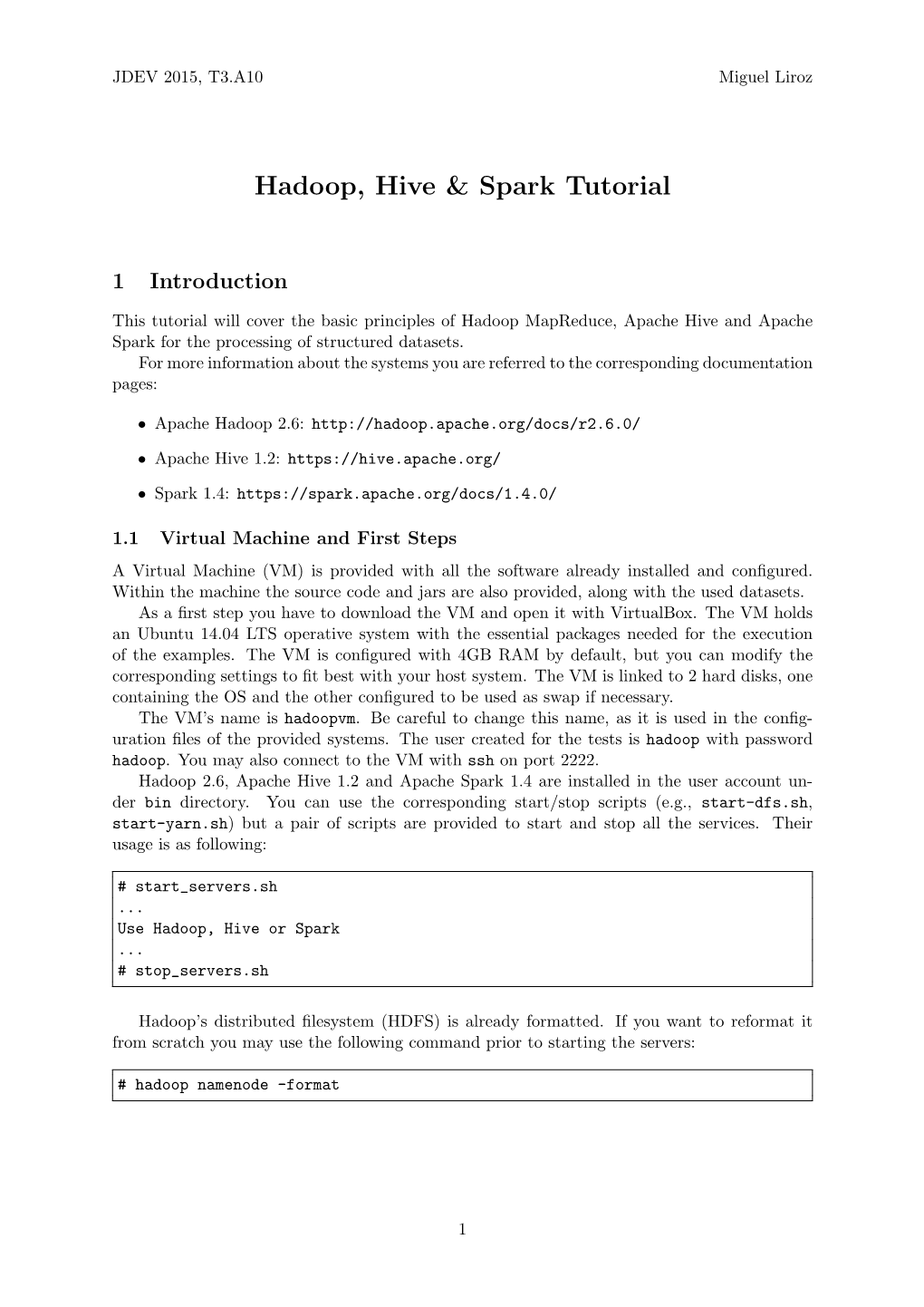 Hadoop, Hive & Spark Tutorial