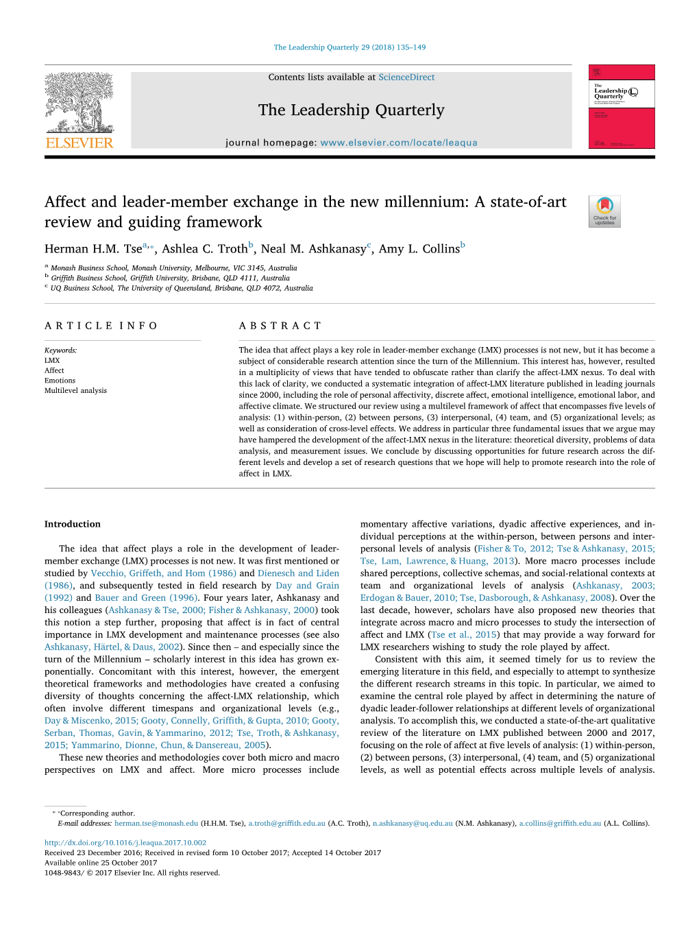 Affect and Leader-Member Exchange in the New Millennium