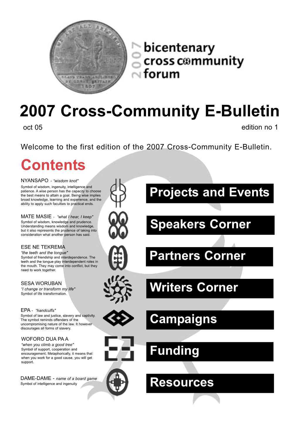 2007 Cross-Community E-Bulletin Oct 05 Edition No 1