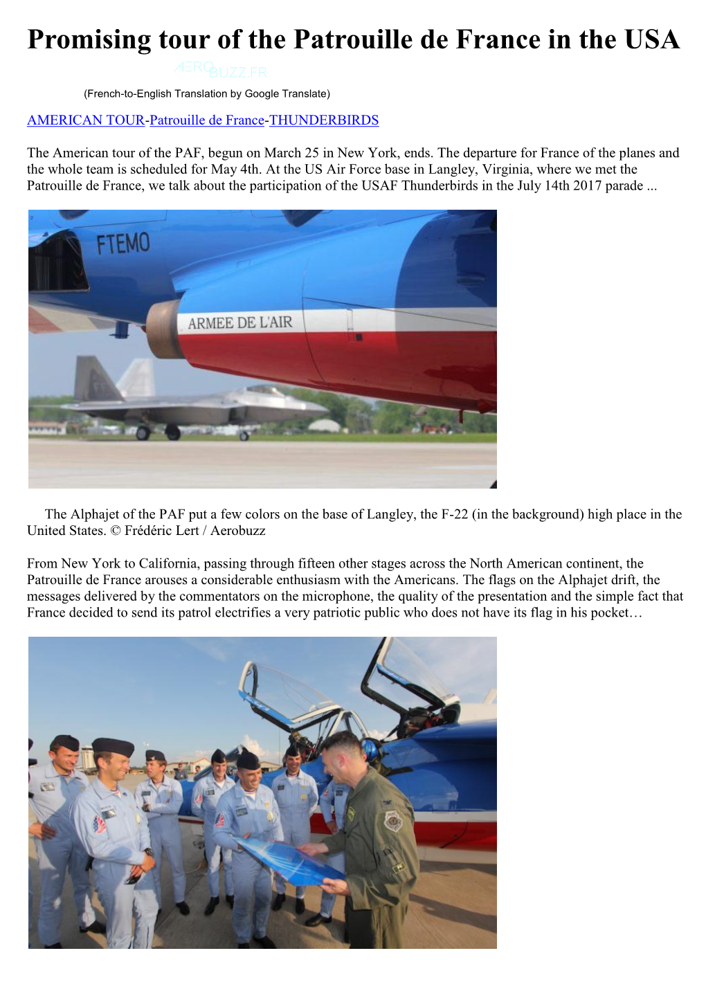 Promising Tour of the Patrouille De France in the USA