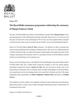 Margot Fonteyn Centenary Press Release