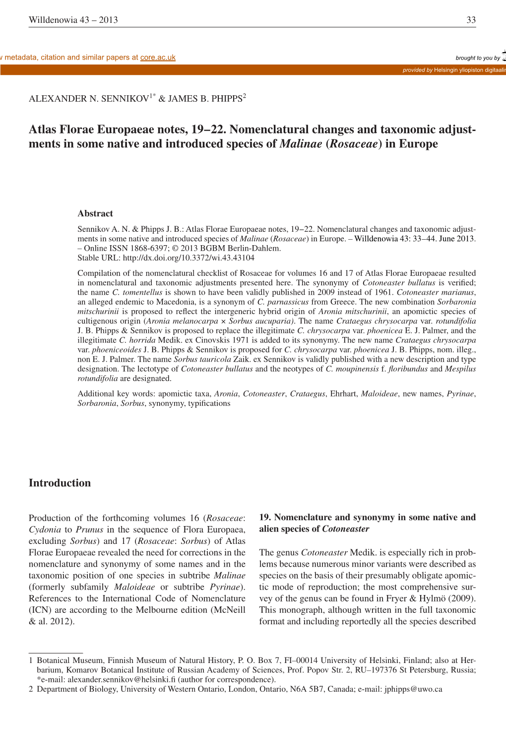 Atlas Florae Europaeae Notes, 19 – 22