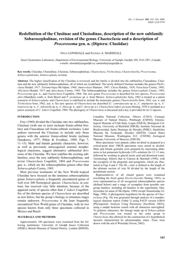 Redefinition of the Clusiinae and Clusiodinae, Description of the New Subfamily Sobarocephalinae, Revision of the Genus Chaetocl