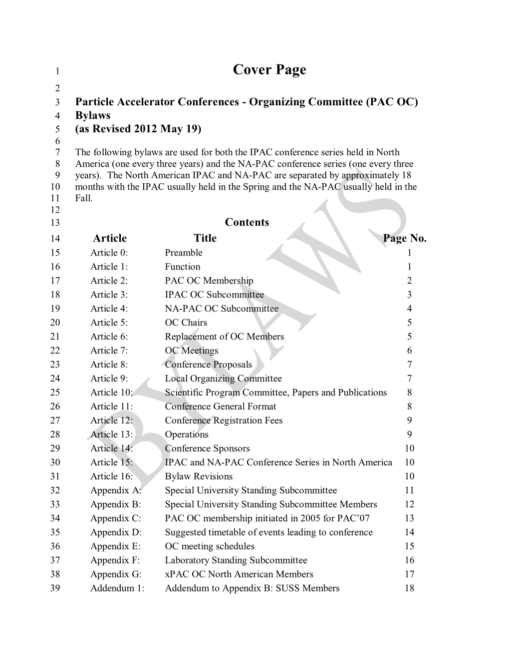 PAC OC Bylaws Are Only Voted on by the 21 PAC OC Voting Members