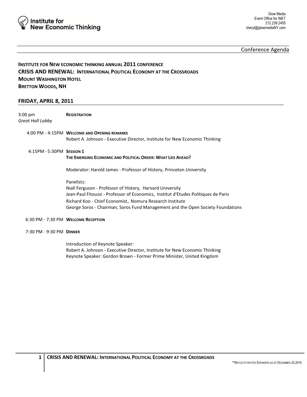 Conference Agenda CRISIS and RENEWAL: INTERNATIONAL