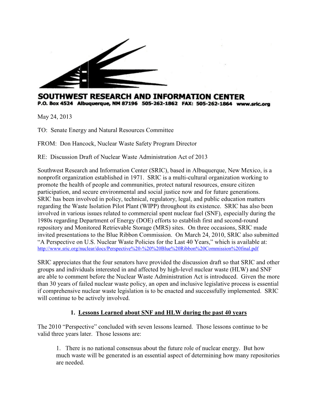 Discussion Draft of Nuclear Waste Administration Act of 2013