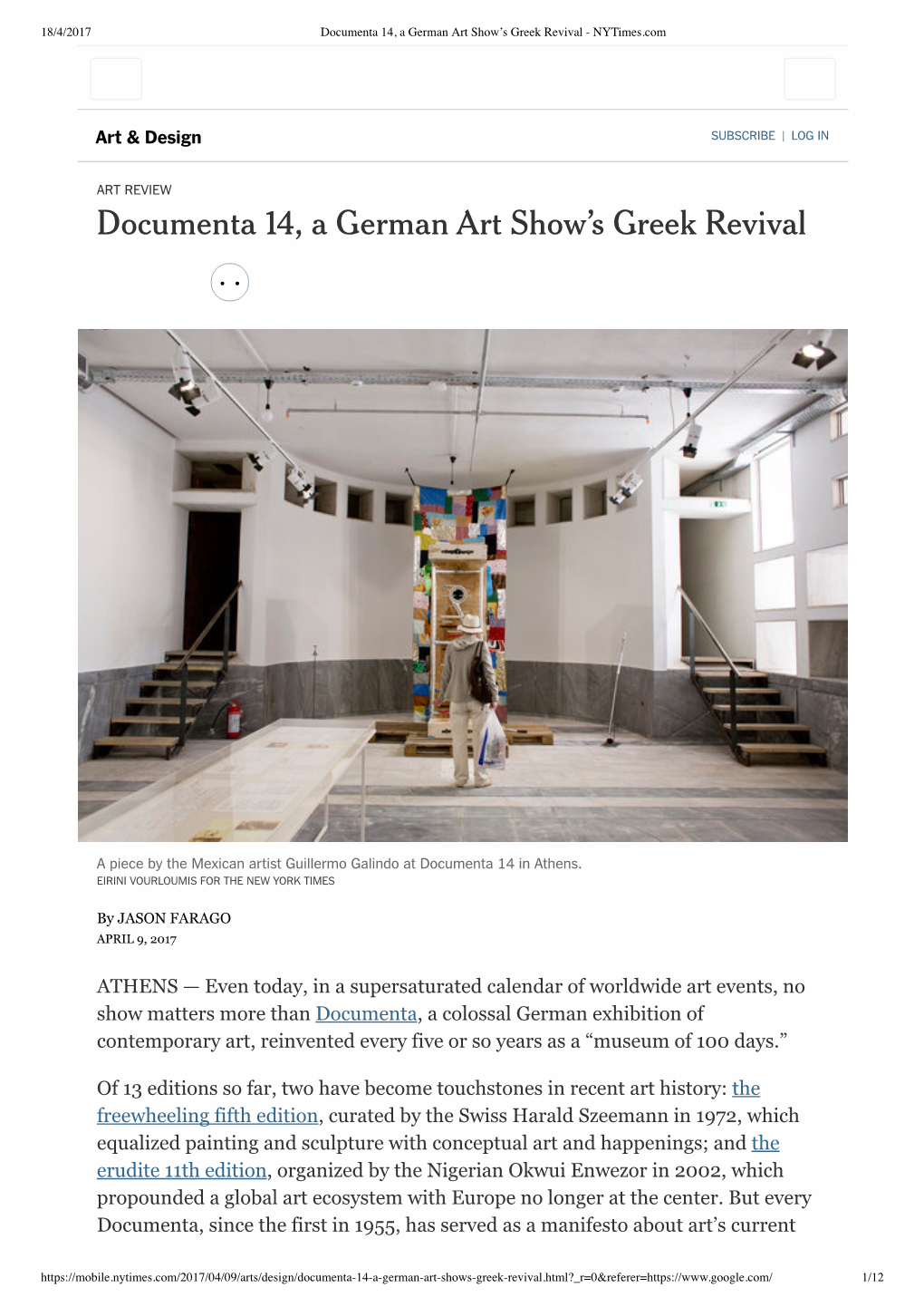 Documenta 14, a German Art Show's Greek Revival