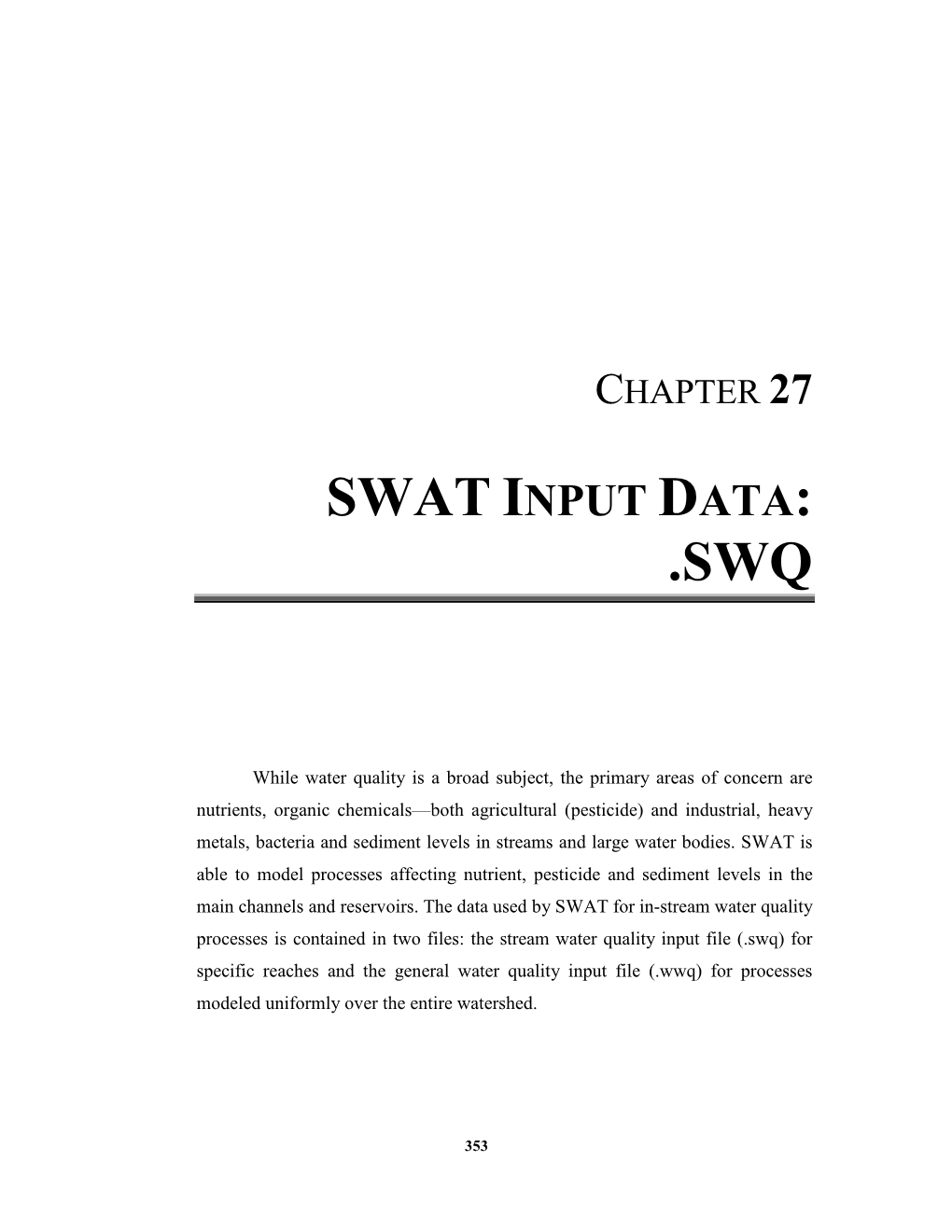 Swat Input Data: .Swq