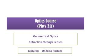 Optics Course (Phys 311)