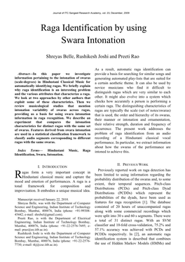 Raga Identification by Using Swara Intonation