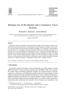 Strategic Use of the Internet and E-Commerce: Cisco Systems