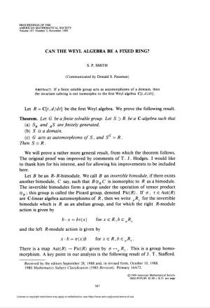 Can the Weyl Algebra Be a Fixed Ring?