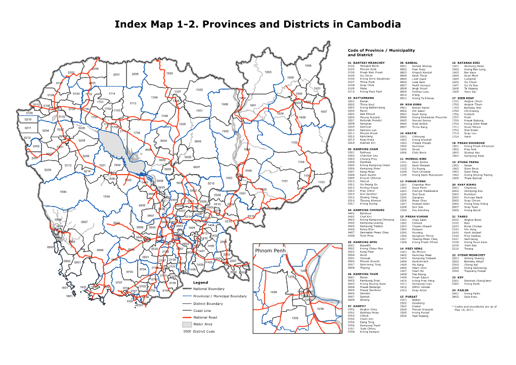 Index Map 1-2. Provinces and Districts in Cambodia