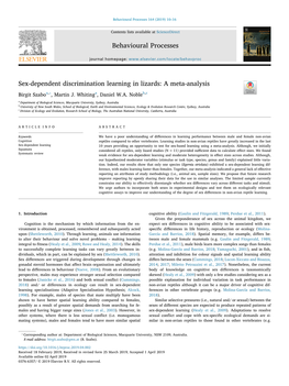 Behavioural Processes Sex-Dependent Discrimination