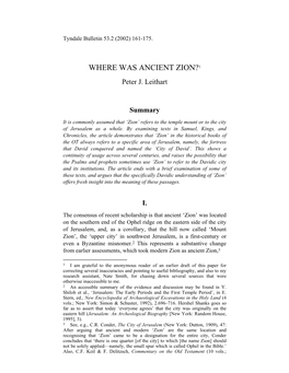 WHERE WAS ANCIENT ZION?1 Peter J