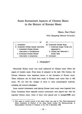 Some Koreanized Aspects of Chinese Music in the History of Korean Music