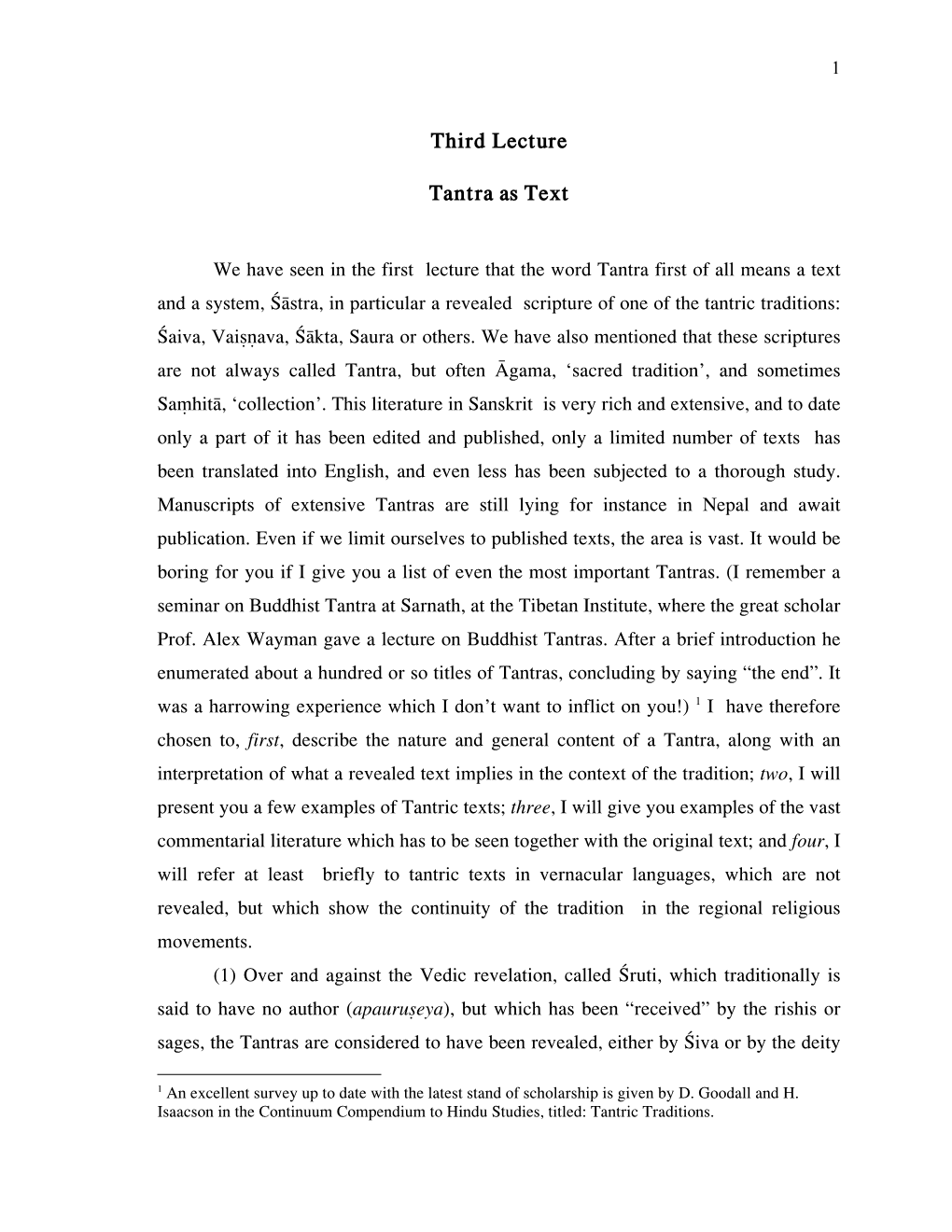 Third Lecture Tantra As Text
