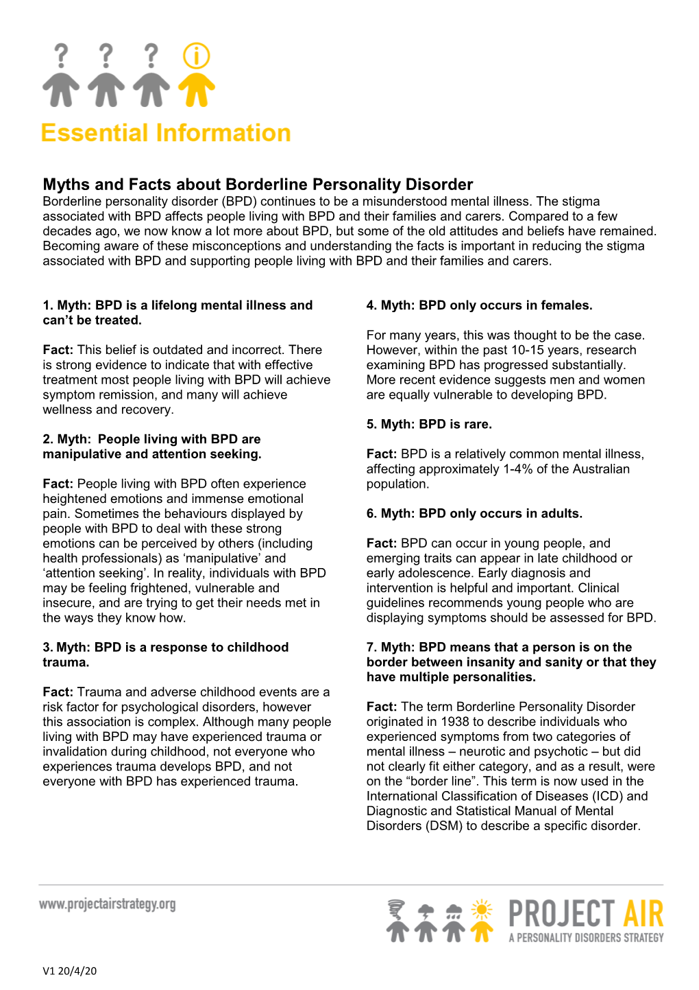 Myths and Facts About Borderline Personality Disorder Borderline Personality Disorder (BPD) Continues to Be a Misunderstood Mental Illness