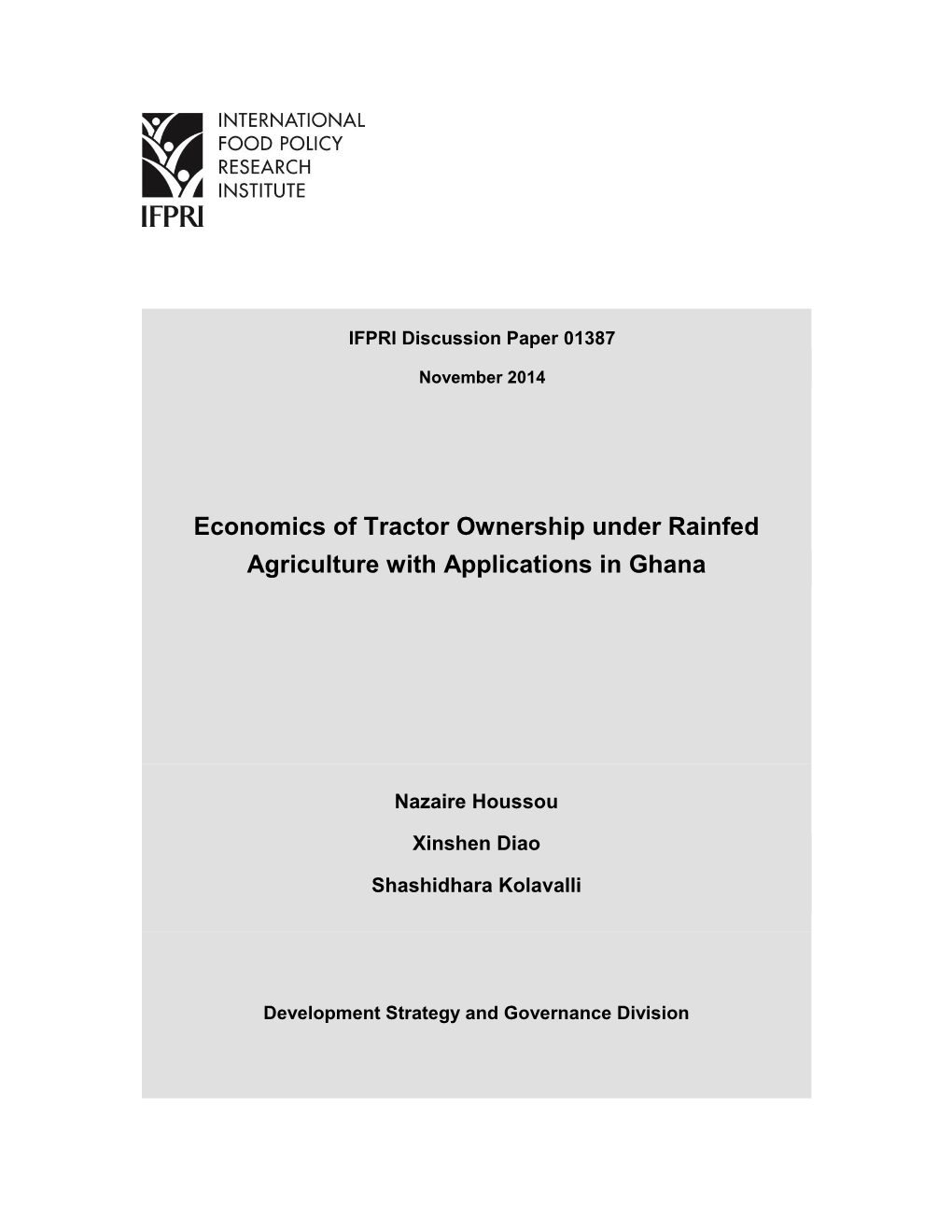 Economics of Tractor Ownership Under Rainfed Agriculture with Applications in Ghana