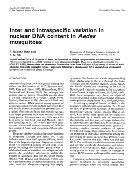 Nuclear DNA Content in Aedes Mosquitoes