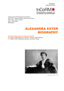 ALEXANDRA EXTER BIOGRAPHY Alexandra Alexandrovna Grigorovich Exter B