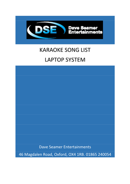 Karaoke Song List Laptop System