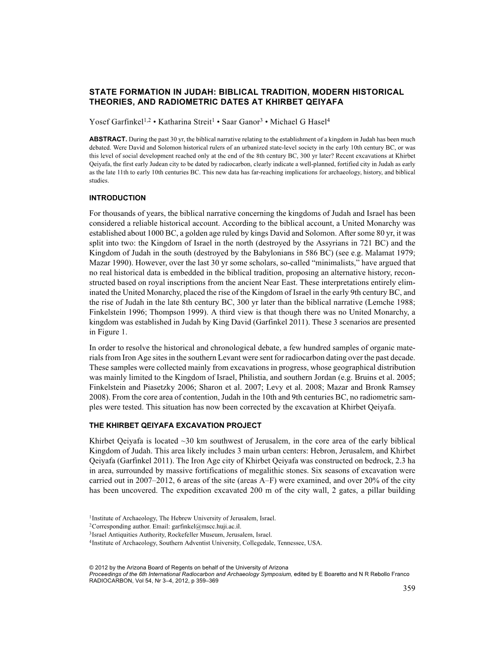 359 State Formation in Judah: Biblical Tradition, Modern