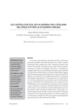 Els Castells De Flix. De La Guerra Civil Catalana Del Segle Xv Fins La Iii Guerra Carlina
