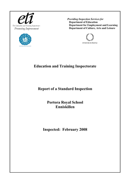 Education and Training Inspectorate Report of a Standard Inspection