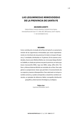 Las Leguminosas Mimosoideas De La Provincia De Santa Fe