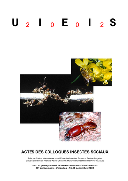 Actes Des Colloques Insectes Sociaux