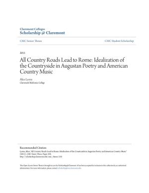 Idealization of the Countryside in Augustan Poetry and American Country Music Alice Lyons Claremont Mckenna College