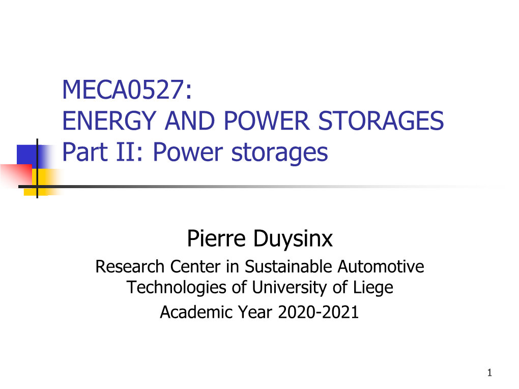 Energy and Power Storage Systems