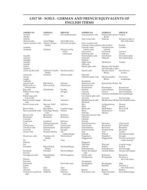 List M - Soils - German and French Equivalents of English Terms