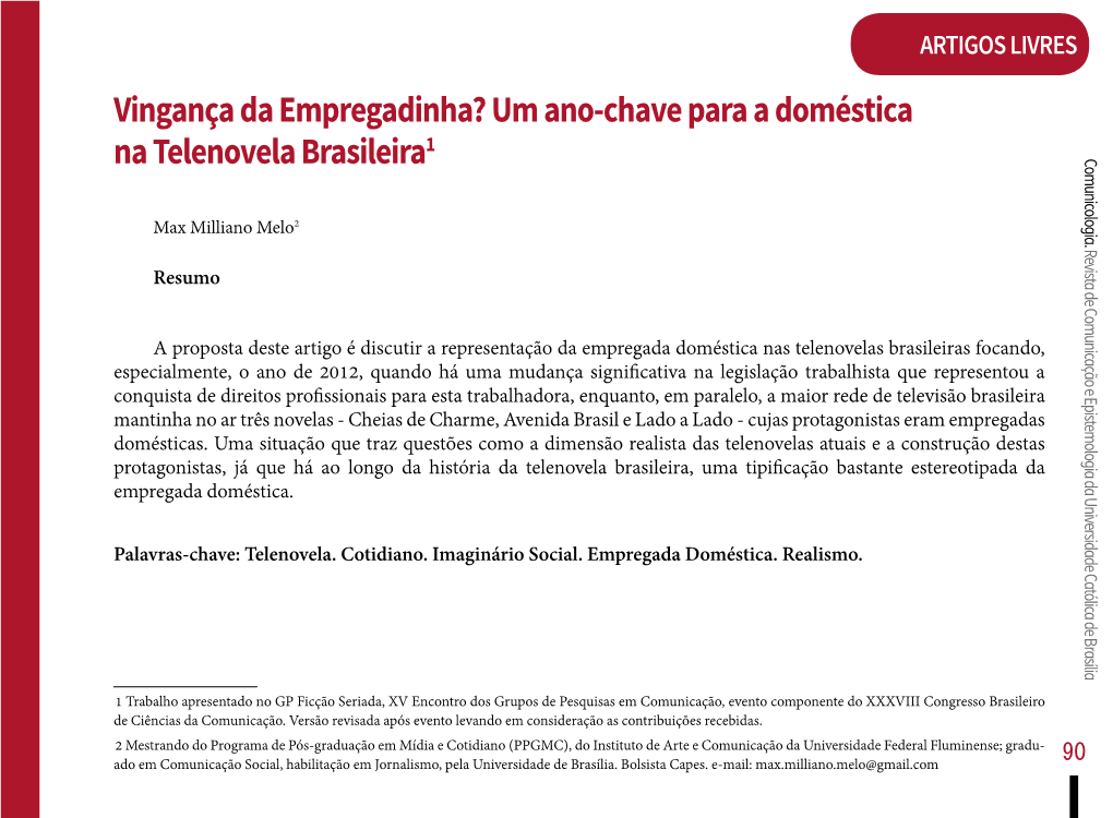 Um Ano-Chave Para a Doméstica Na Telenovela Brasileira1