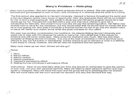 Mary's Problem — Role-Play